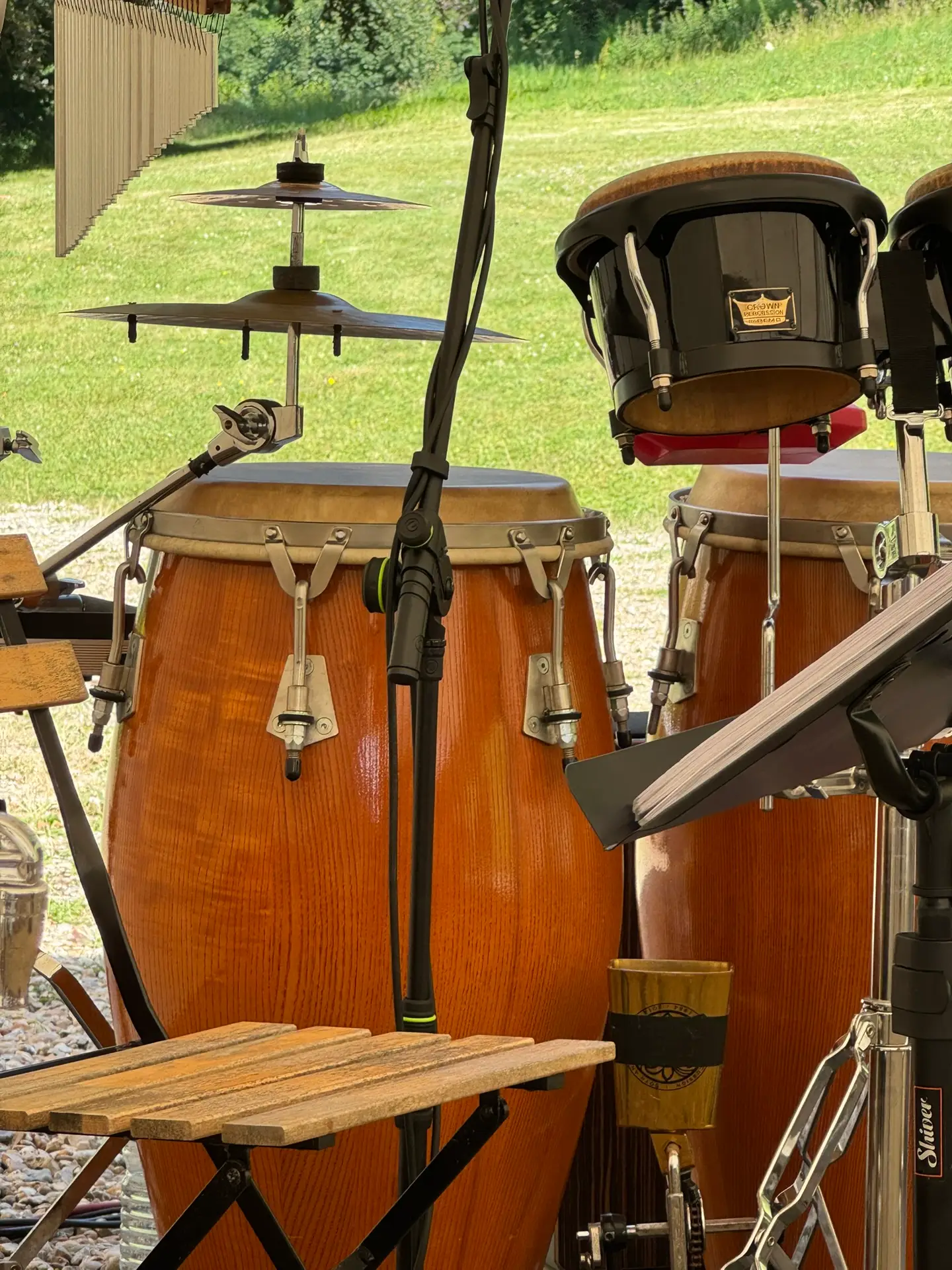 Opal Jam Trio 2026 sur scène concert en extérieur La Caloterie Percussions Johan Prigent